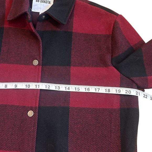 BB Dakota Eldridge Jacket- Red Plaid Brushed Wool Shacket- Size Medium - Picture 11 of 12